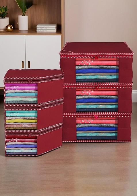 6 Pcs Maroon Saree And Blouse Covers