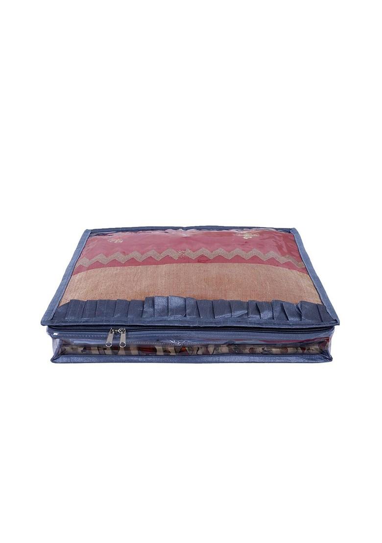 12 Pcs Grey Self Design Water Resistant And Foldable Single Saree Cover With Zipper