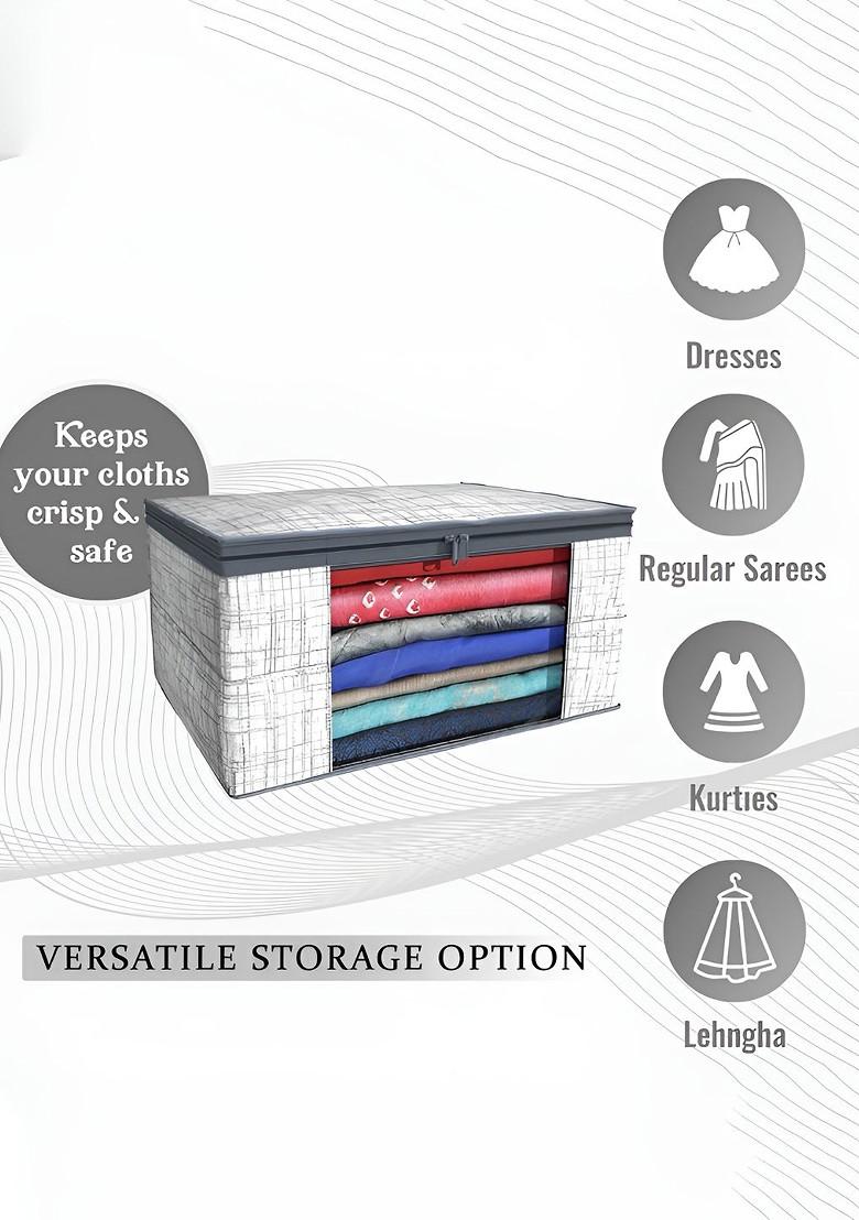 Grey Set Of 9 Foldable Storage Non Woven Saree Cover Organisers