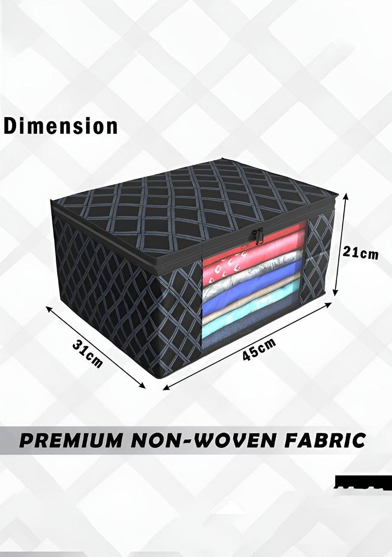 Black Set Of 9 Foldable Storage Non Woven Saree Cover Organisers