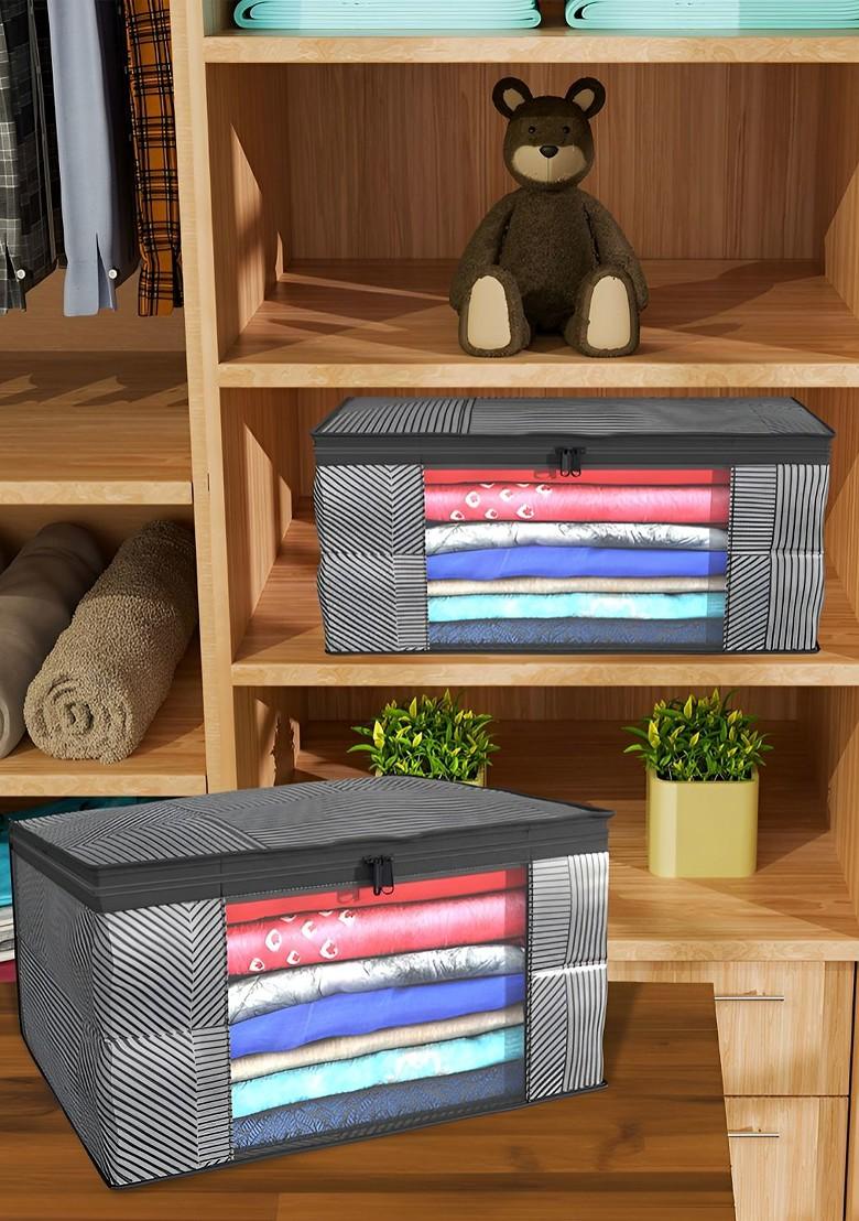 Grey Set Of 9 Foldable Storage Non Woven Saree Cover Organisers