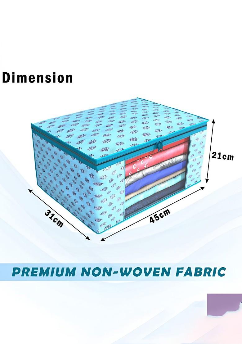 Blue Set Of 9 Foldable Storage Non Woven Saree Cover Organisers