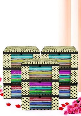 Cream 9 Pcs Foldable Storage Non Woven Saree Cover Organisers
