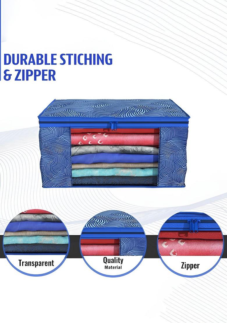 Blue Set Of 9 Foldable Storage Non Woven Saree Cover Organisers