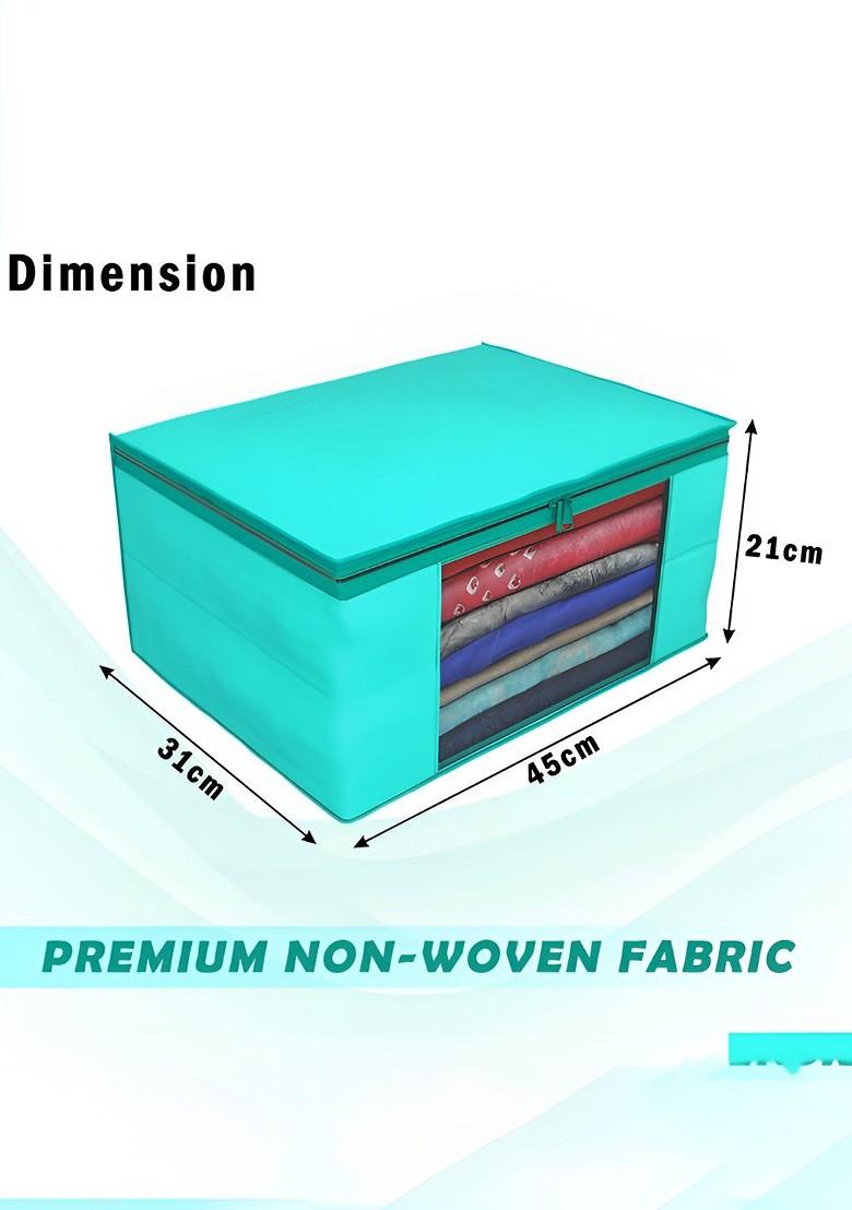 Green Set Of 9 Foldable Storage Non Woven Saree Cover Organisers