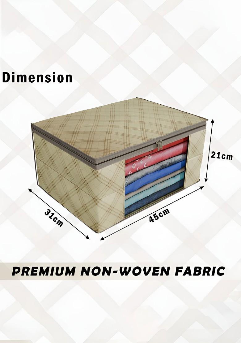 Cream Set Of 9 Foldable Storage Non Woven Saree Cover Organisers