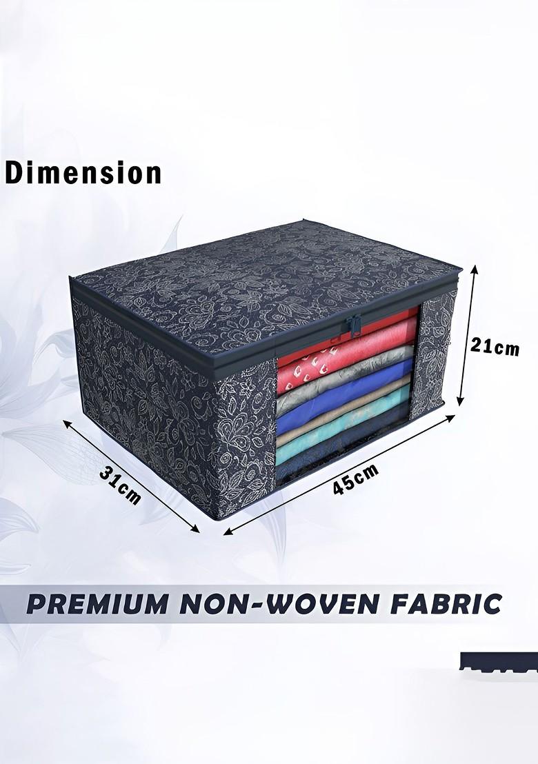 Blue Set Of 9 Foldable Storage Non Woven Saree Cover Organisers