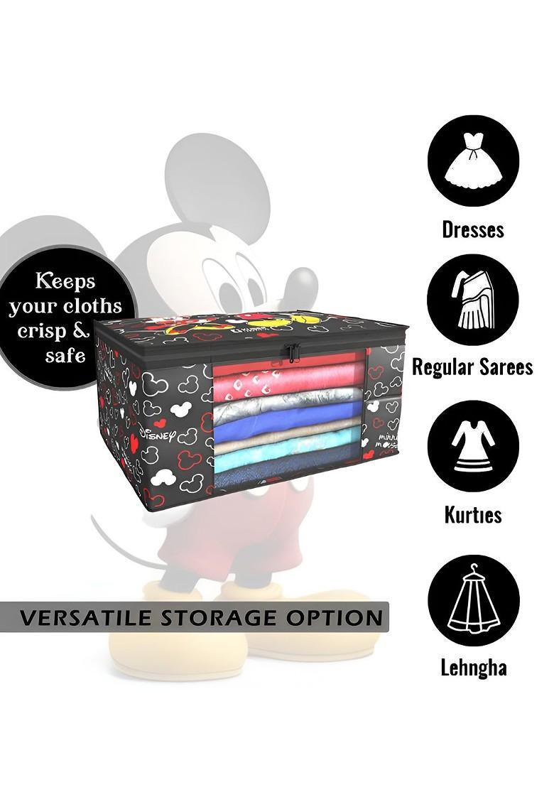 Black Set Of 6 Disney Mickey Foldable Storage Saree Cover Organisers