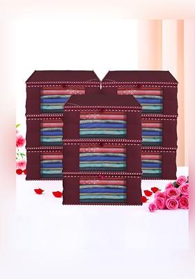 Maroon Set Of 9 Foldable Storage Non Woven Saree Cover Organisers