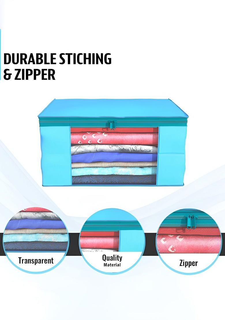 Blue Set Of 9 Foldable Storage Non Woven Saree Cover Organisers