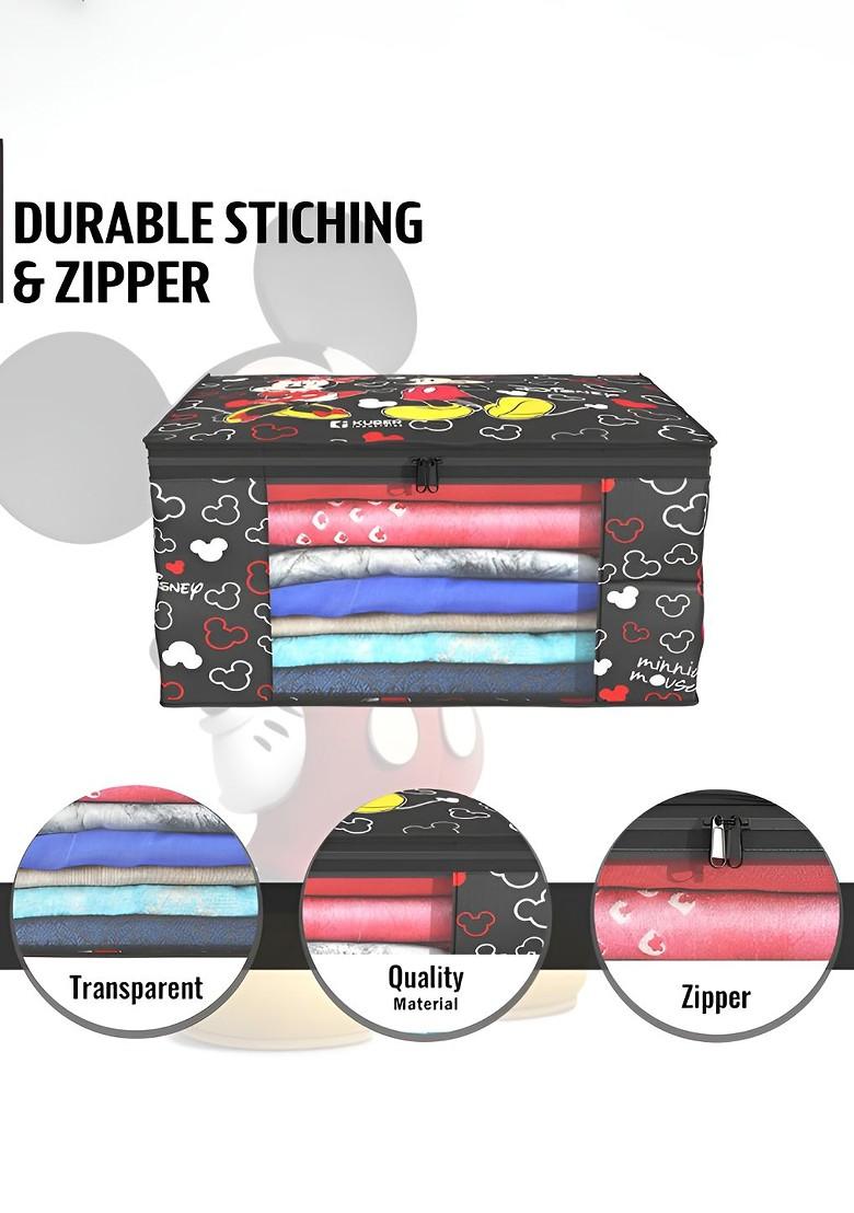 Black Set Of 9 Foldable Storage Non Woven Saree Cover Organisers