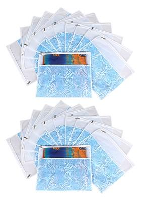 Blue And White Set Of 24 Printed Saree Cover Organisers