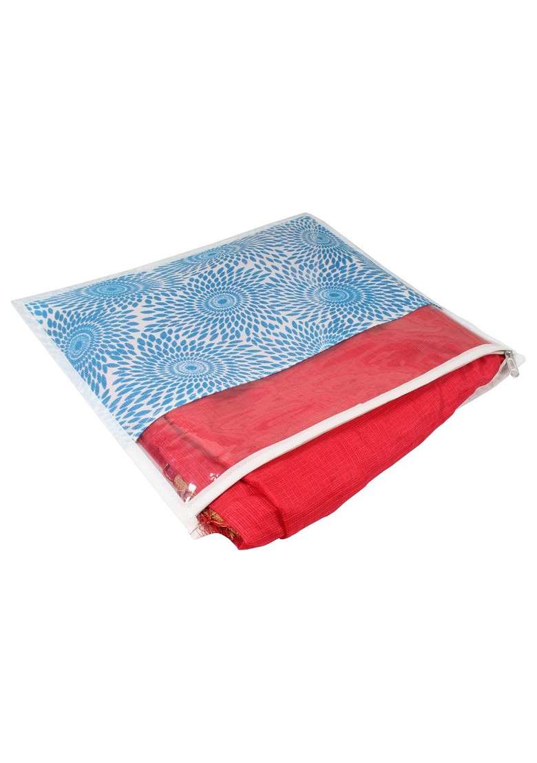Blue And White Set Of 24 Printed Saree Cover Organisers - Indya