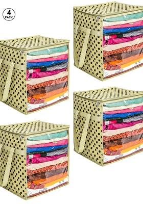 Set Of 4 Printed Non Woven Saree Covers With Handles