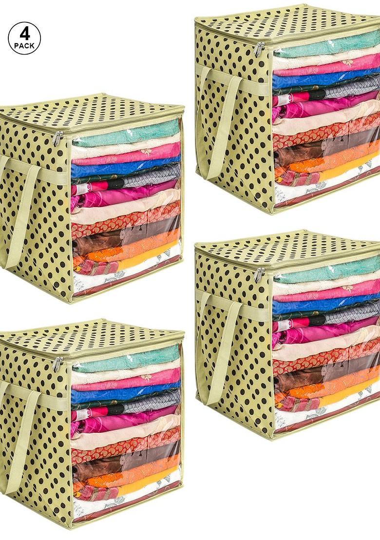 Set Of 4 Printed Non Woven Saree Covers With Handles