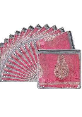 Grey And Transparent 12 Pieces Printed Reusable Saree Covers Organisers
