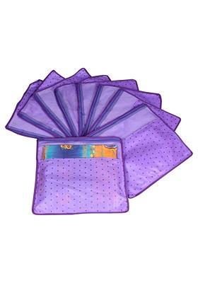 Purple And Black 9 Pieces Printed Reusable Saree Covers Organisers