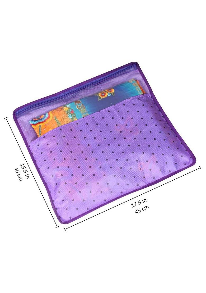 Purple And Black 9 Pieces Printed Reusable Saree Covers Organisers