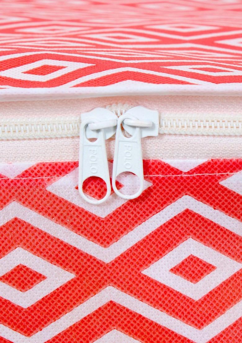 Set Of 12 Red And White Printed Saree Cover