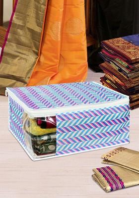 Set Of 12 Blue Printed Saree Cover