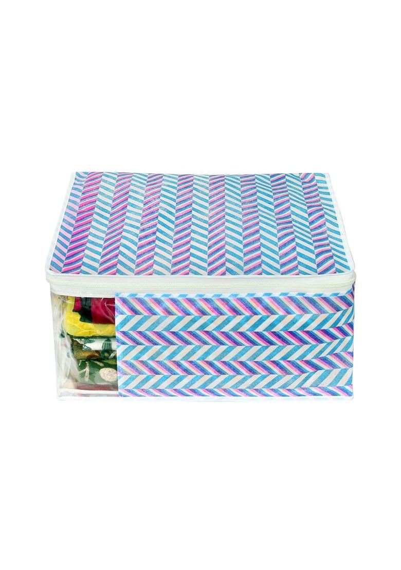 Set Of 12 Blue Printed Saree Cover