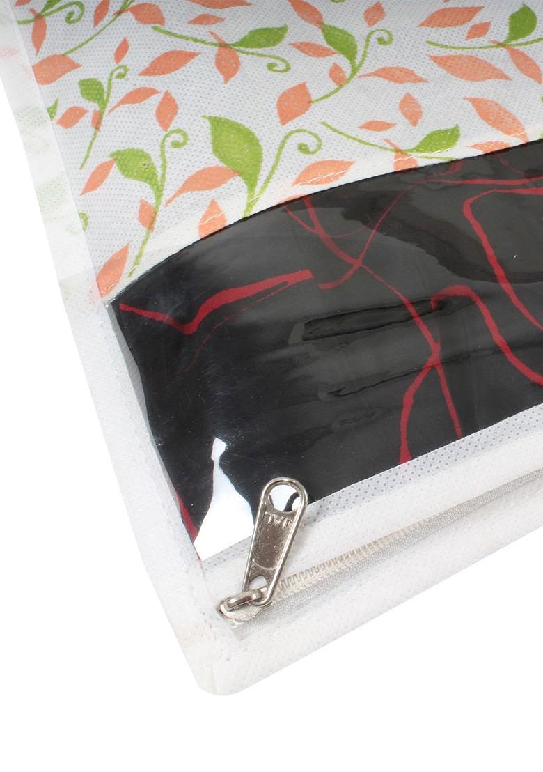 Green And Pink Set Of 12 Printed Saree Cover Organisers