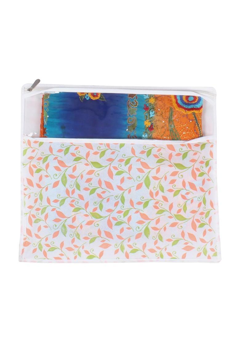 Green And Pink Set Of 24 Printed Saree Cover Organisers