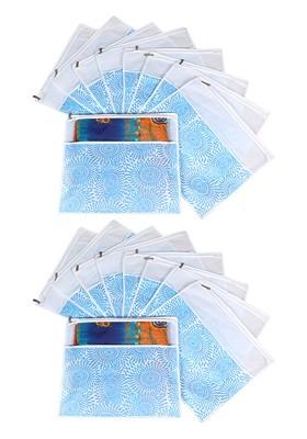 Blue And White Set Of 18 Printed Saree Cover Organisers