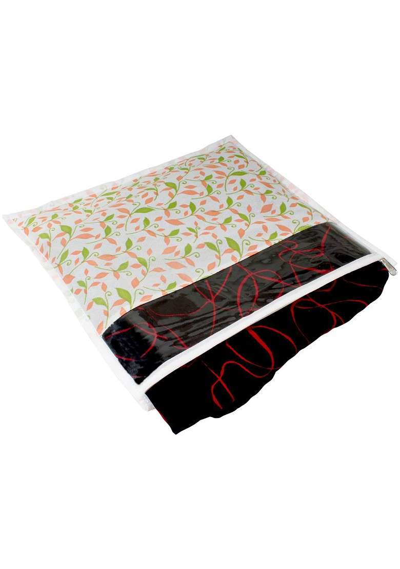 Green And Pink Set Of 6 Printed Saree Cover Organisers - Indya