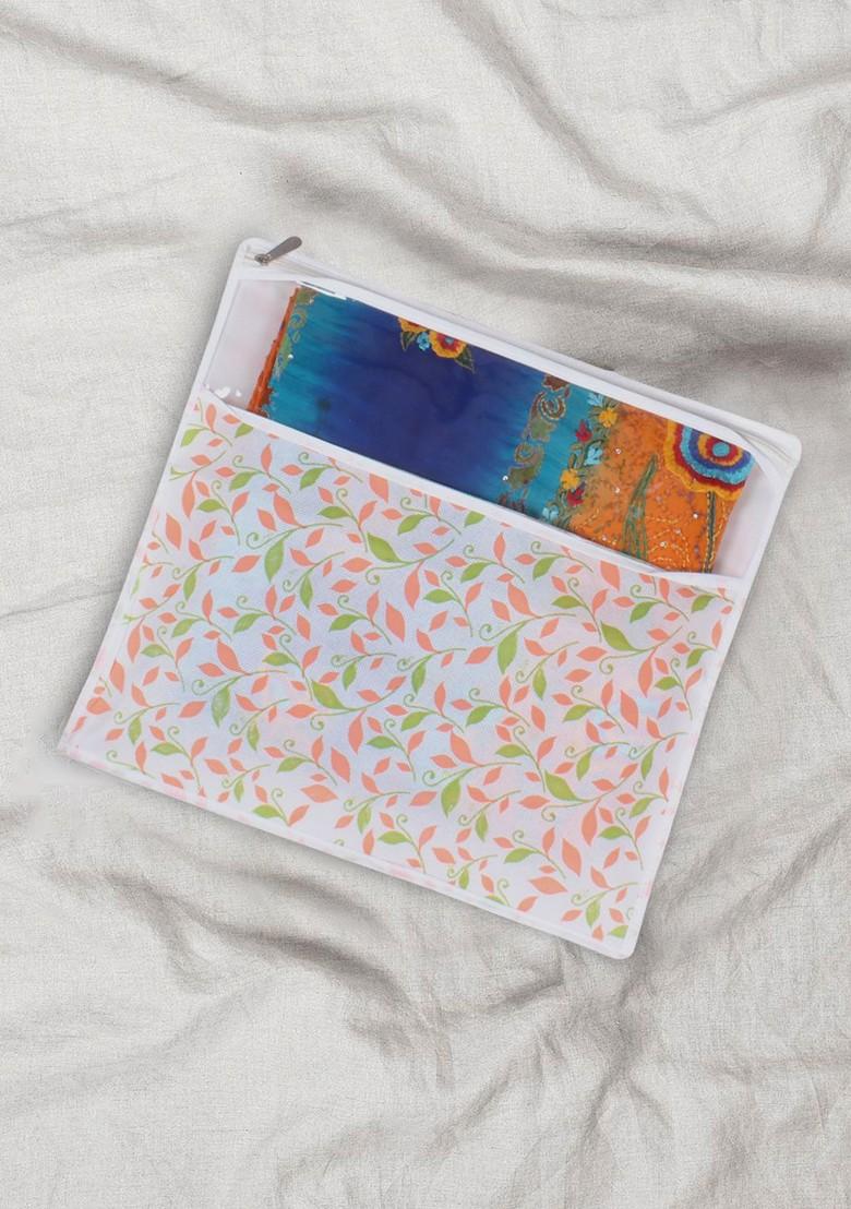 Green And Pink Set Of 6 Printed Saree Cover Organisers