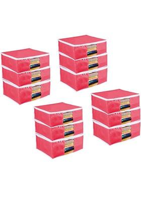 Red And White 12 Pieces Saree Covers Organisers