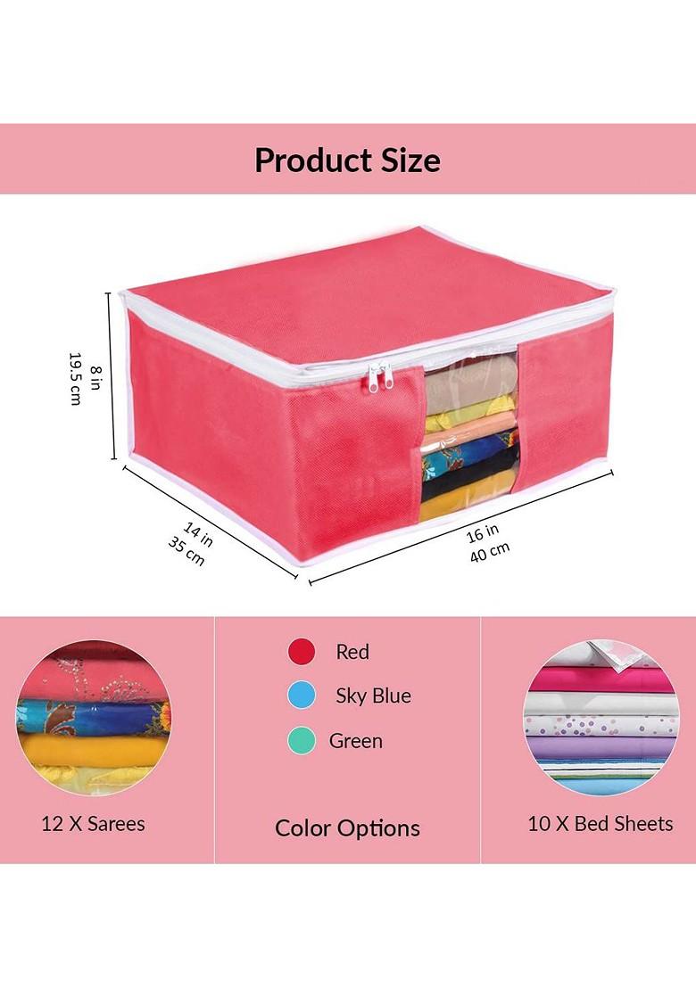 Red And White 12 Pieces Saree Covers Organisers