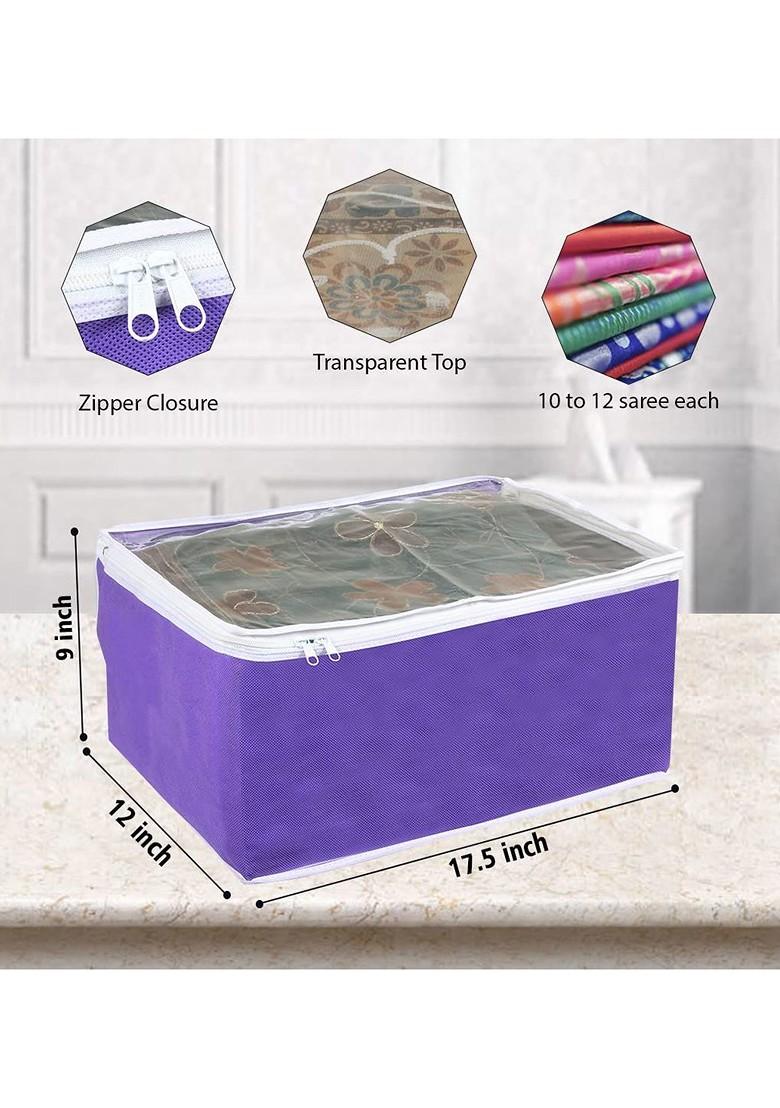 Purple And White 3 Pieces Saree Covers Organisers