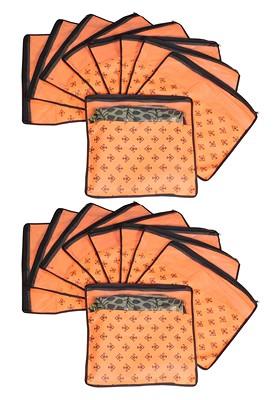 Set Of 18 Orange And Top Transparent Solid Single Packing Saree Cover Organizer