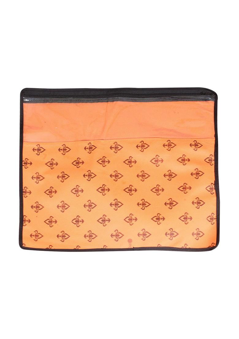 Set Of 18 Orange And Top Transparent Solid Single Packing Saree Cover Organizer