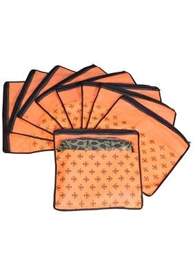 Set Of 9 Orange And Top Transparent Solid Single Packing Saree Cover Organizer