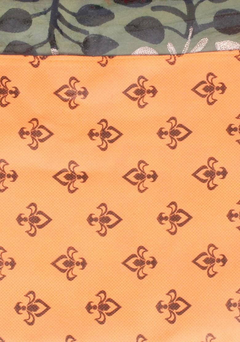 Set Of 9 Orange And Top Transparent Solid Single Packing Saree Cover Organizer