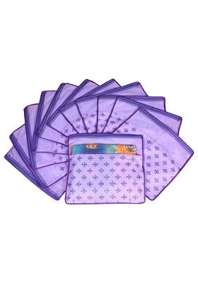 Set Of 12 Purple And Top Transparent Solid Single Packing Saree Cover Organizer