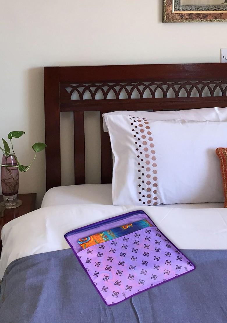 Set Of 18 Purple And Top Transparent Solid Single Packing Saree Cover Organizer