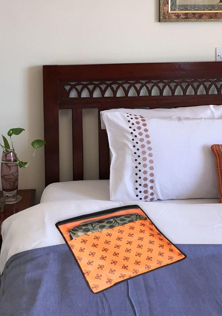 Set Of 12 Orange And Top Transparent Solid Single Packing Saree Cover Organizer