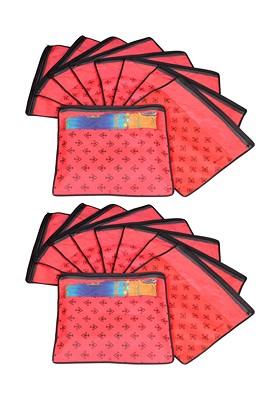 Set Of 18 Red And Top Transparent Solid Single Packing Saree Cover Organizers