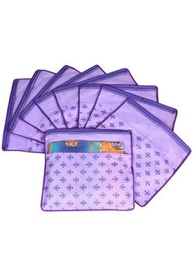 Set Of 9 Purple And Top Transparent Solid Single Packing Saree Cover Organizer