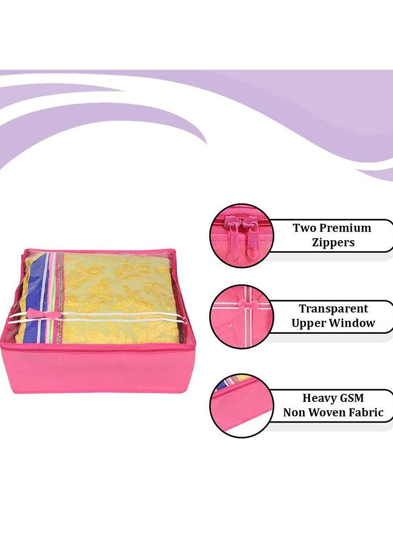 Pink And Transparent 6 Pieces Saree Cover Organisers