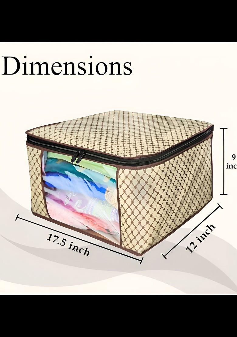 Set Of 16 Non Woven Printed Saree Cover Yellow