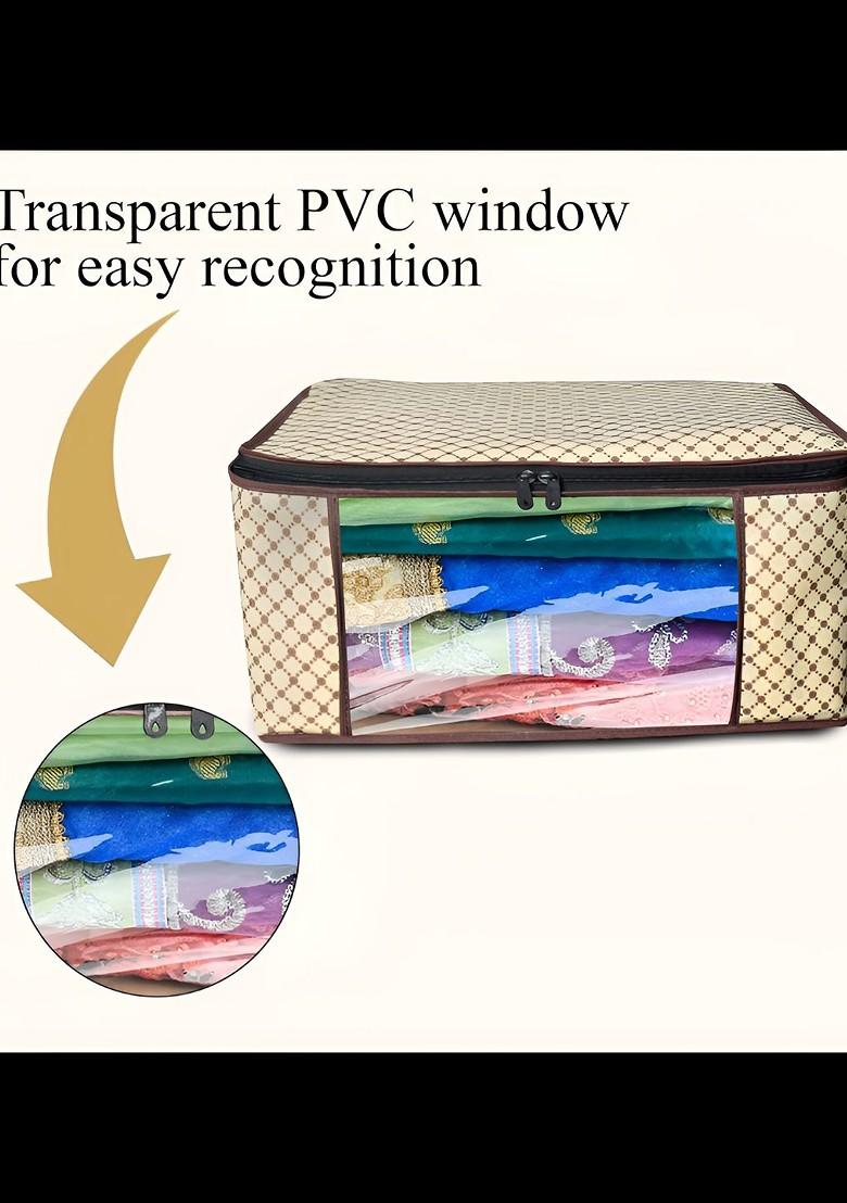 Set Of 16 Non Woven Printed Saree Cover Yellow