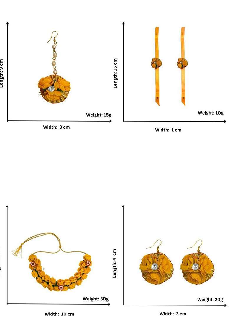 Crystal Stones Studded Gota Patti Haldi Mehendi Floral Jewellery Set - Indya