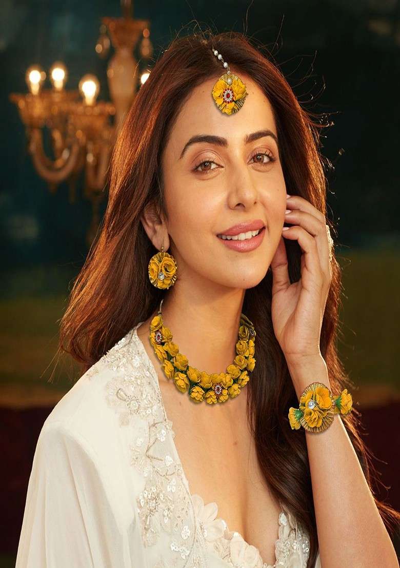 Floral Haldi Jewellery Set - Indya