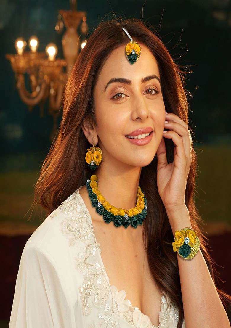 Floral Haldi Jewellery Set - Indya