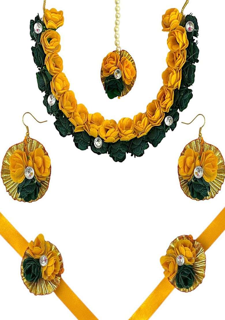 Floral Haldi Jewellery Set - Indya