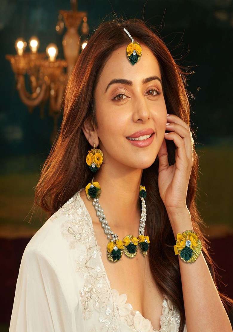 Floral Haldi Jewellery Set - Indya